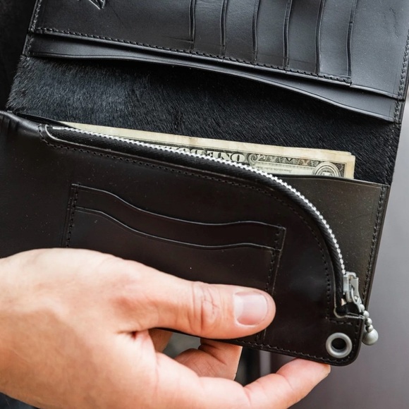 ADDICT Clothes Long Wallet Black Trucker Biker Streetwear Rugged - Picture 15 of 16